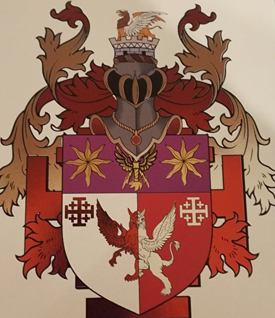 The same coat of arms as a printed heraldic certificate